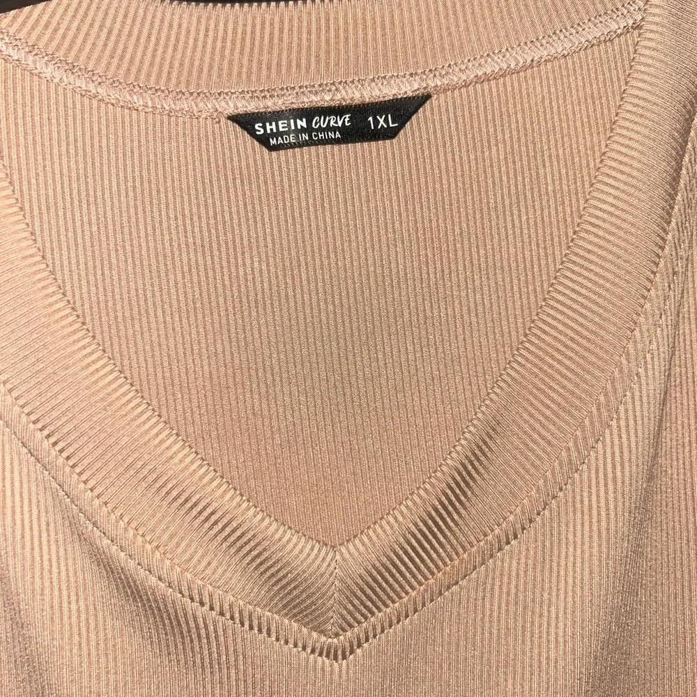 Polka Dot Sleeve Beige Top - Picture 2 of 3